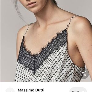 Massimo Dutti Silk Lace Trimmed Camisole